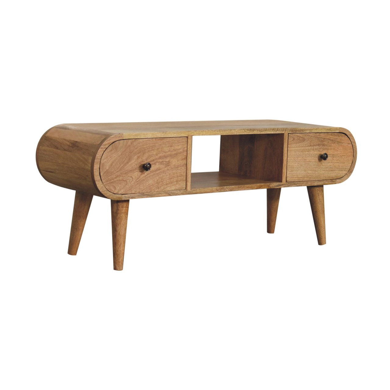 Oak-ish Circular TV Unit Entertainment Centers & TV Stands CasaFenix