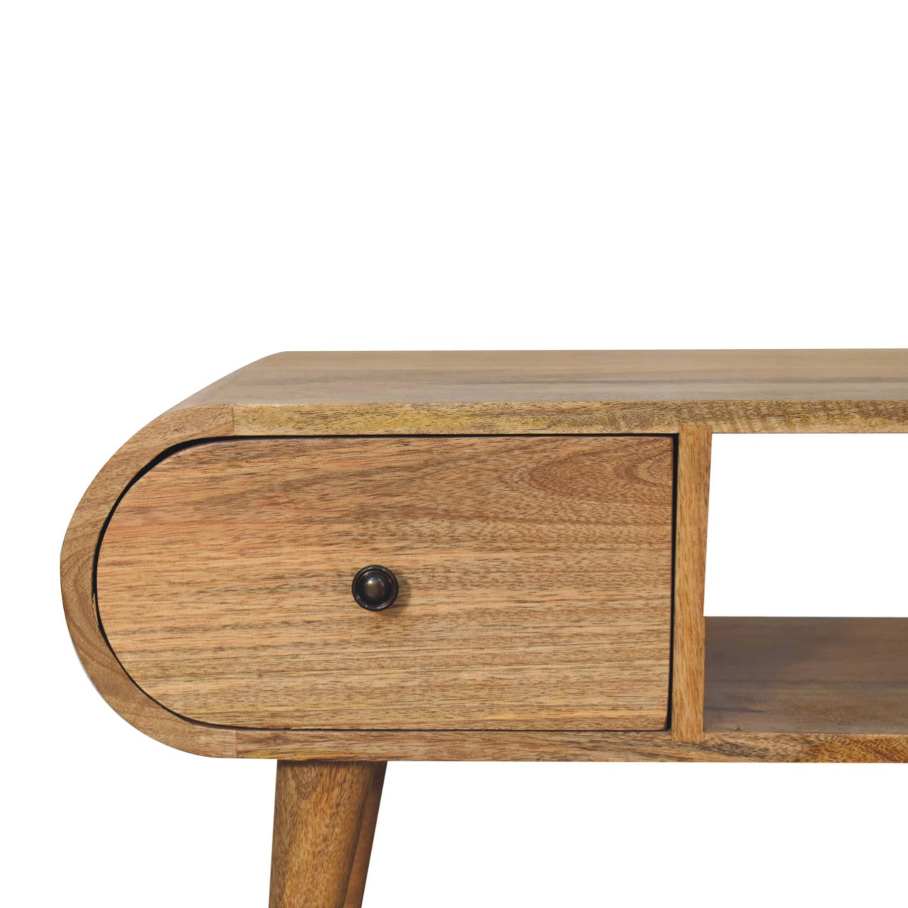 Oak-ish Circular TV Unit Entertainment Centers & TV Stands CasaFenix