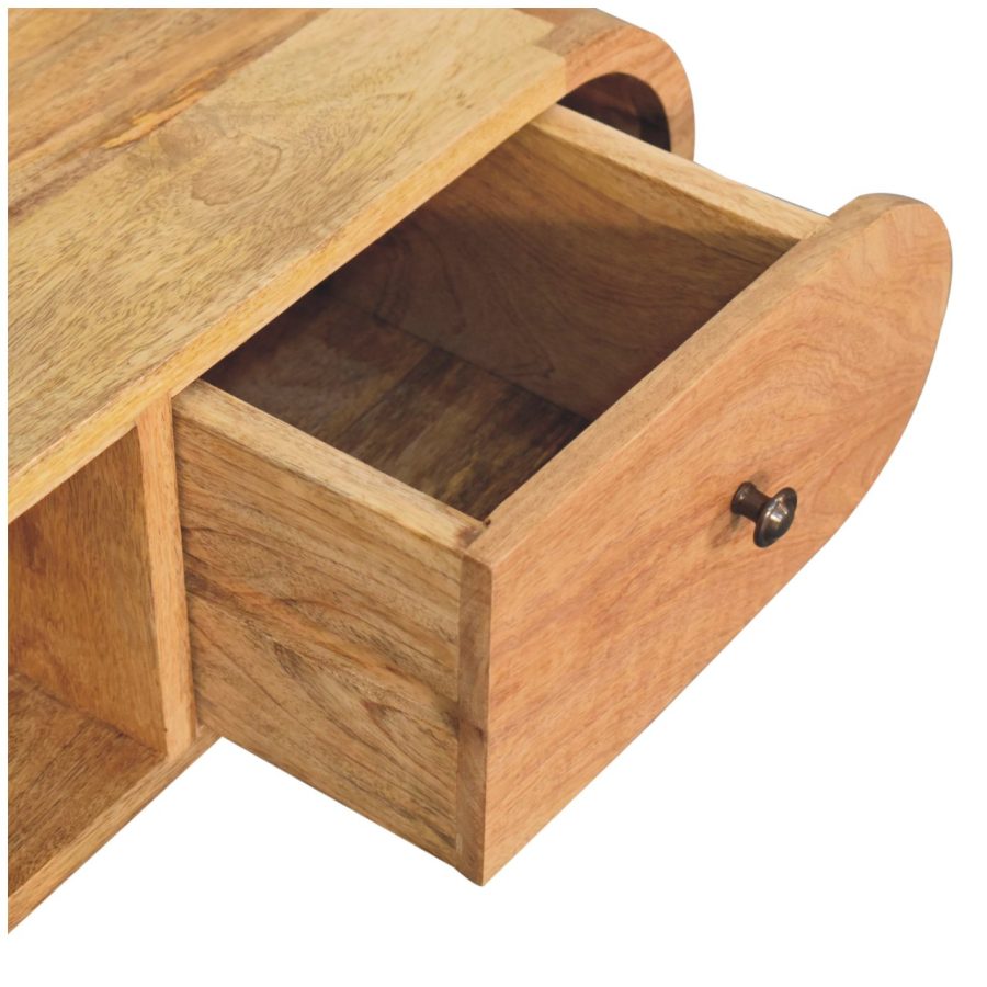 Oak-ish Circular TV Unit Entertainment Centers & TV Stands CasaFenix