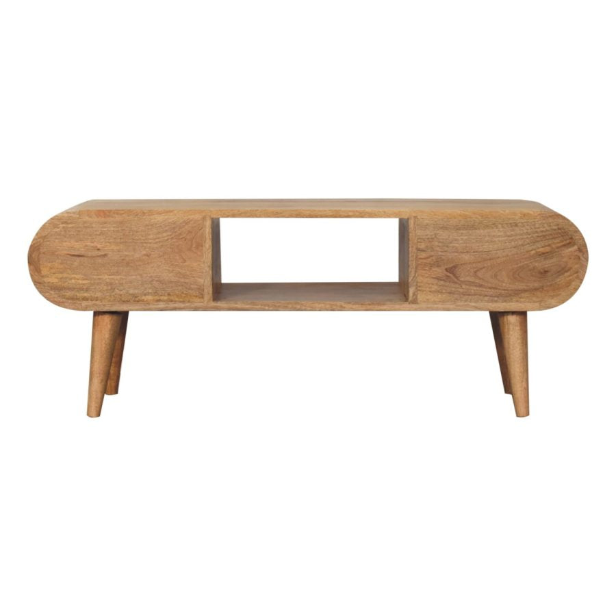 Oak-ish Circular TV Unit Entertainment Centers & TV Stands CasaFenix