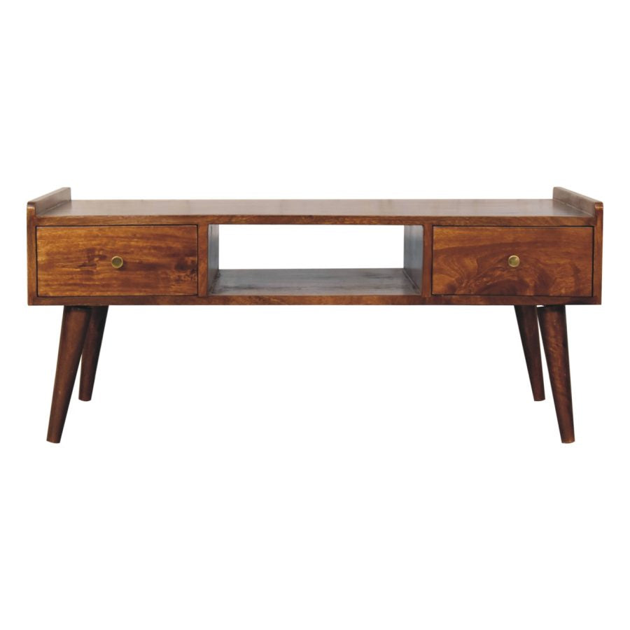 Elevated Chestnut Media Unit Benches CasaFenix