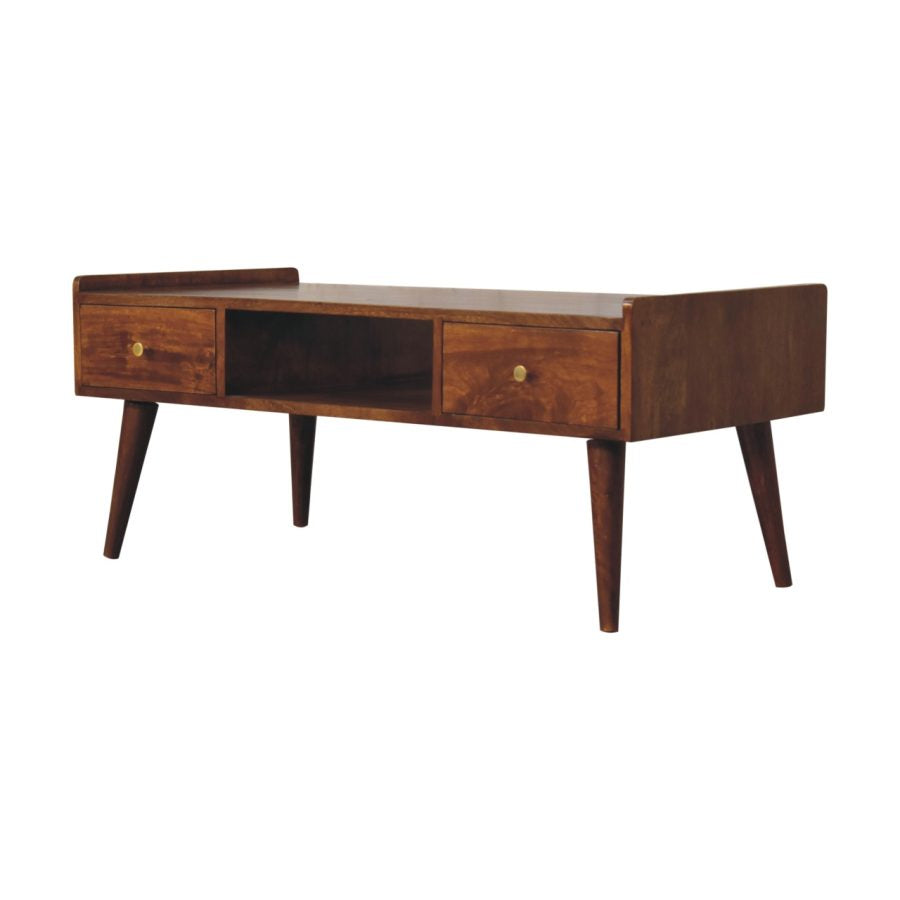 Elevated Chestnut Media Unit Benches CasaFenix
