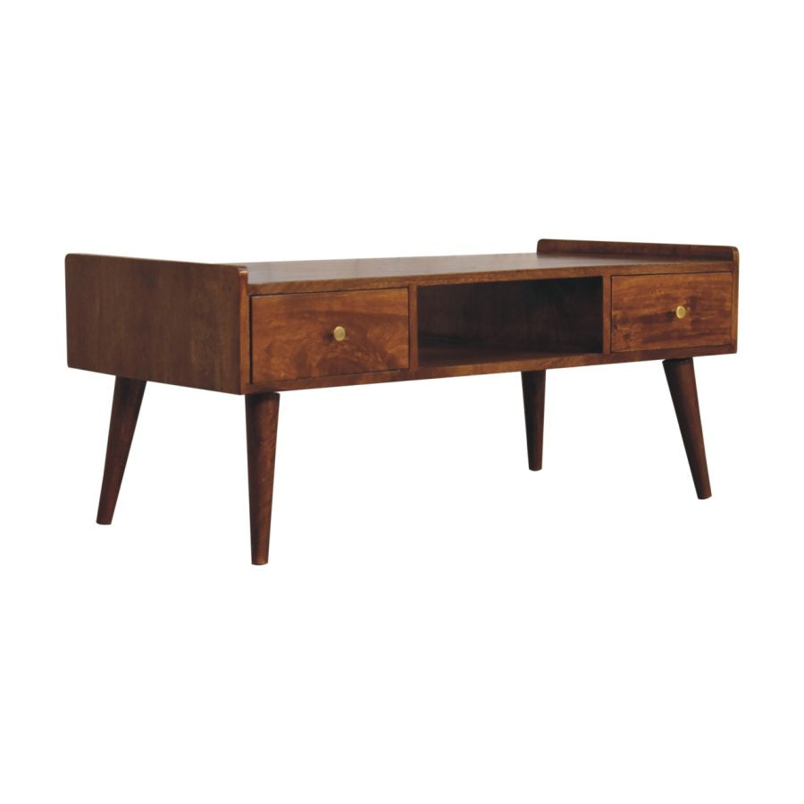 Elevated Chestnut Media Unit Benches CasaFenix