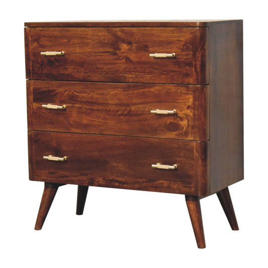Chestnut T-Bar 3 Drawer Chest Chest of drawers CasaFenix
