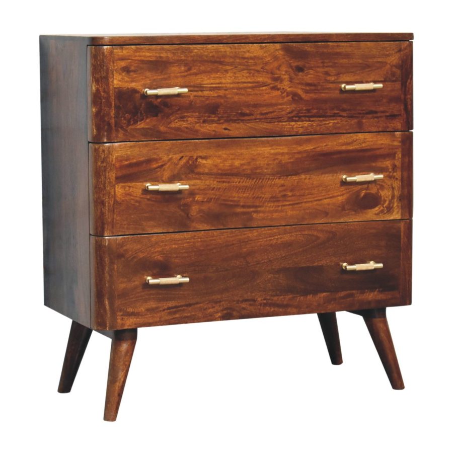 Chestnut T-Bar 3 Drawer Chest Chest of drawers CasaFenix