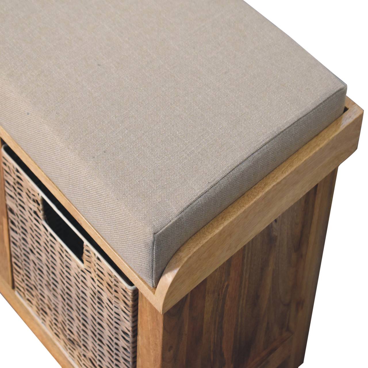 Rattan Basket Linen Bench Benches CasaFenix