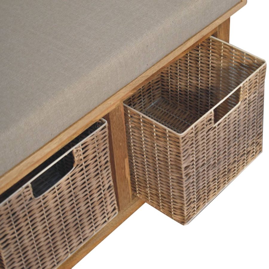 Rattan Basket Linen Bench Benches CasaFenix