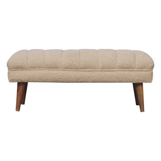 Cream Boucle Puffer Bench Benches CasaFenix