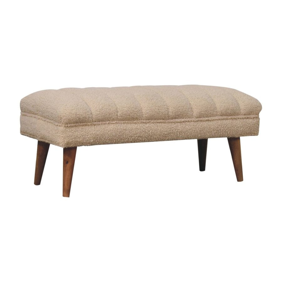 Cream Boucle Puffer Bench Benches CasaFenix