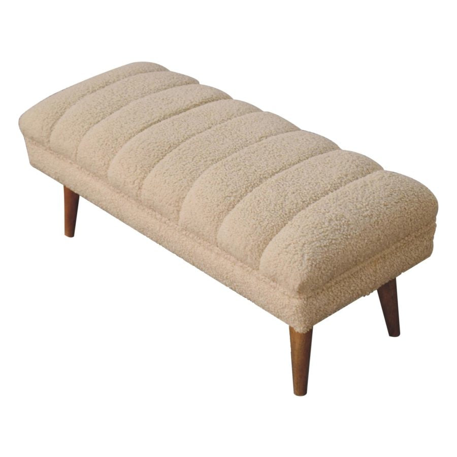 Cream Boucle Puffer Bench Benches CasaFenix