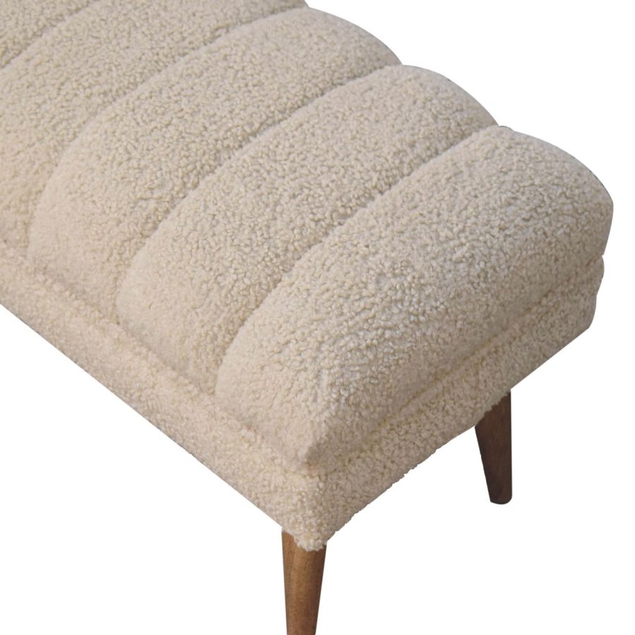 Cream Boucle Puffer Bench Benches CasaFenix