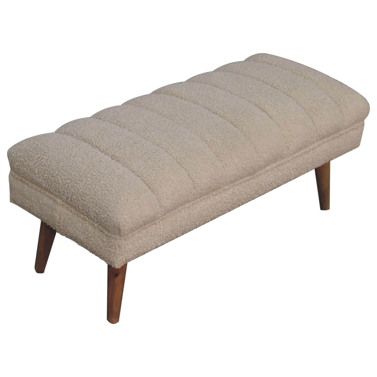 Cream Boucle Puffer Bench Benches CasaFenix