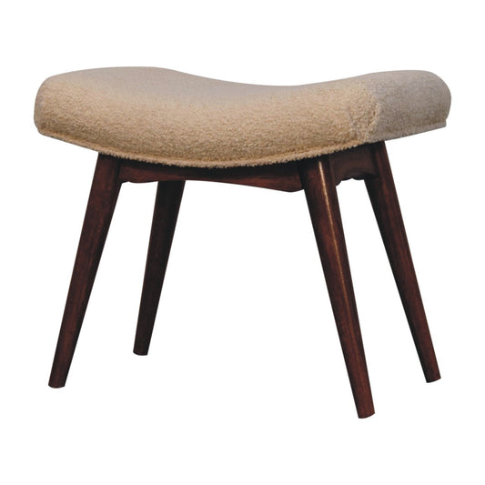 Honey Caramel Boucle Cream Curved Bench Benches CasaFenix