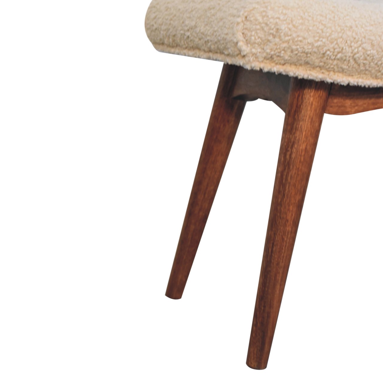 Honey Caramel Boucle Cream Curved Bench Benches CasaFenix