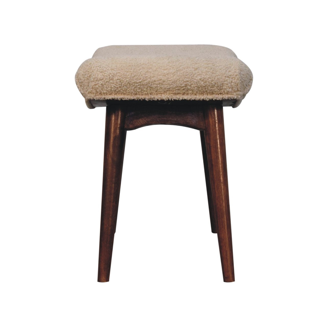 Honey Caramel Boucle Cream Curved Bench Benches CasaFenix