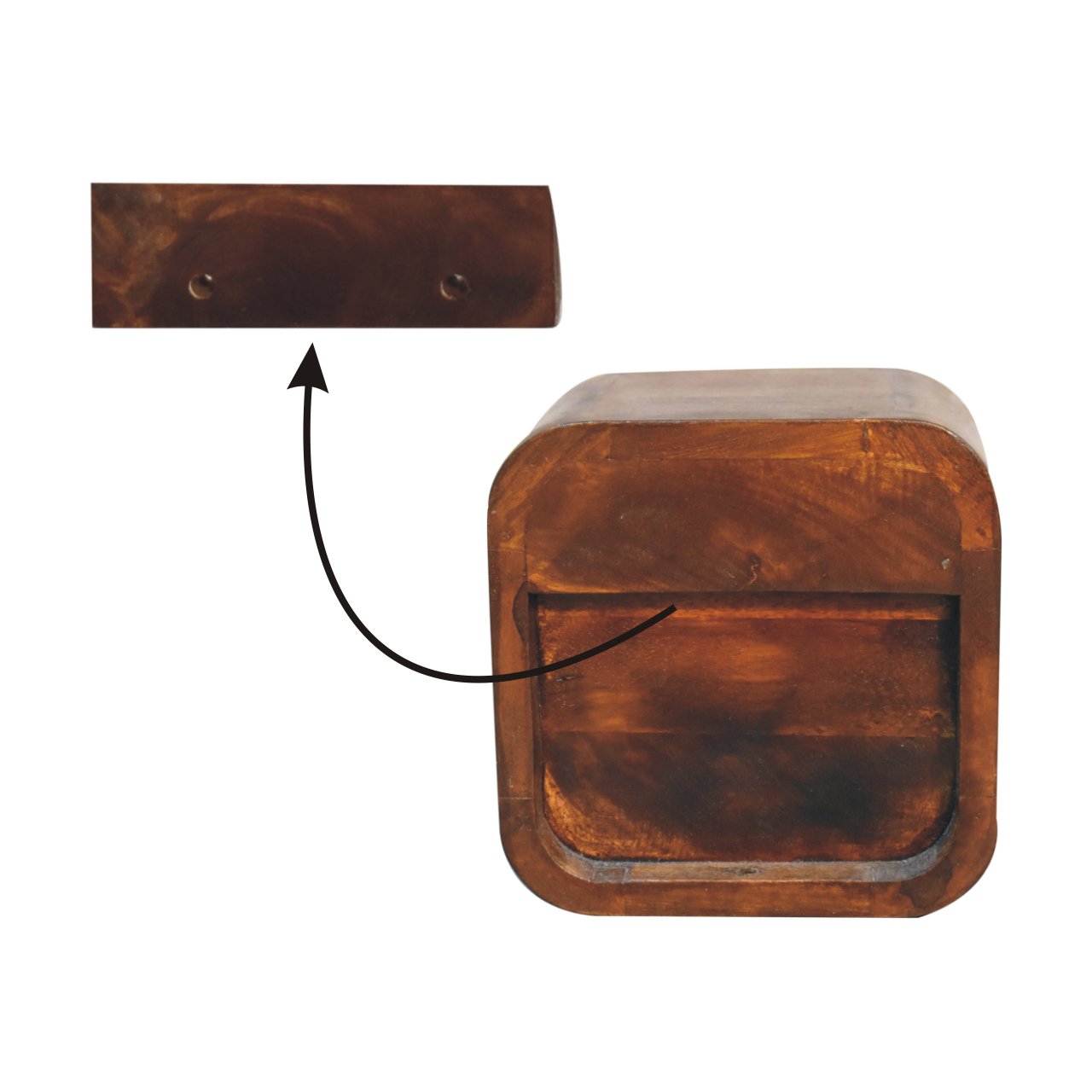 Extra Mini Curved Chestnut Bedside with Open Slot Bedside table / chest CasaFenix