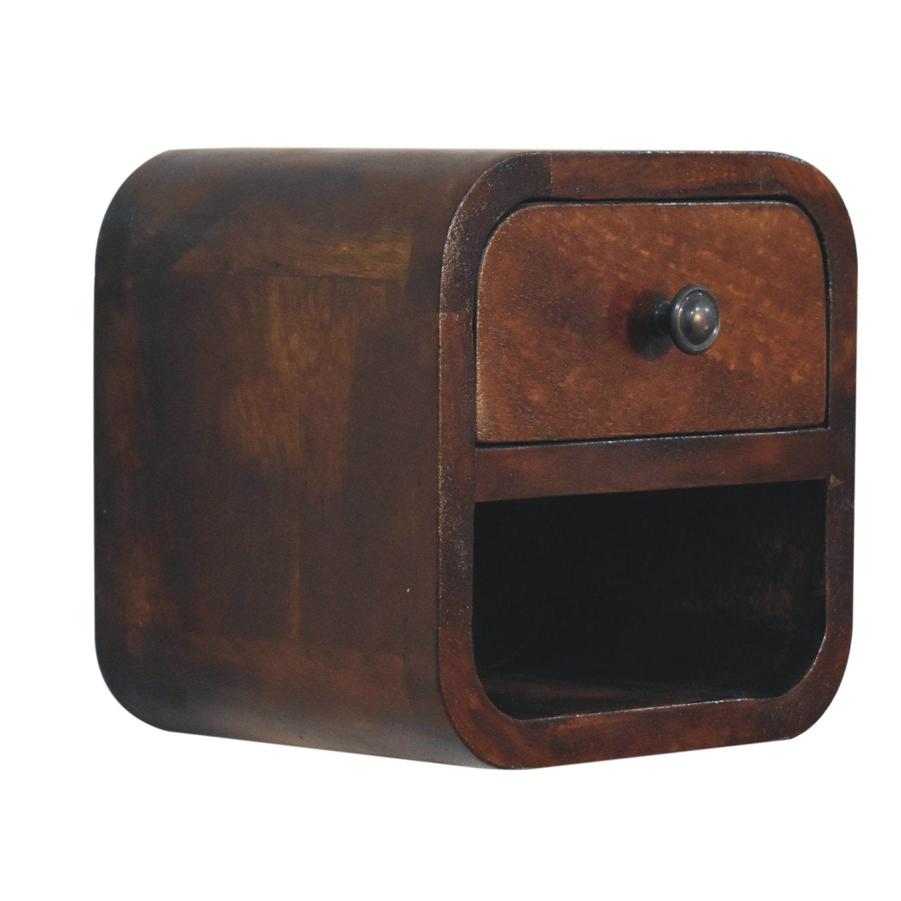 Extra Mini Curved Chestnut Bedside with Open Slot Bedside table / chest CasaFenix