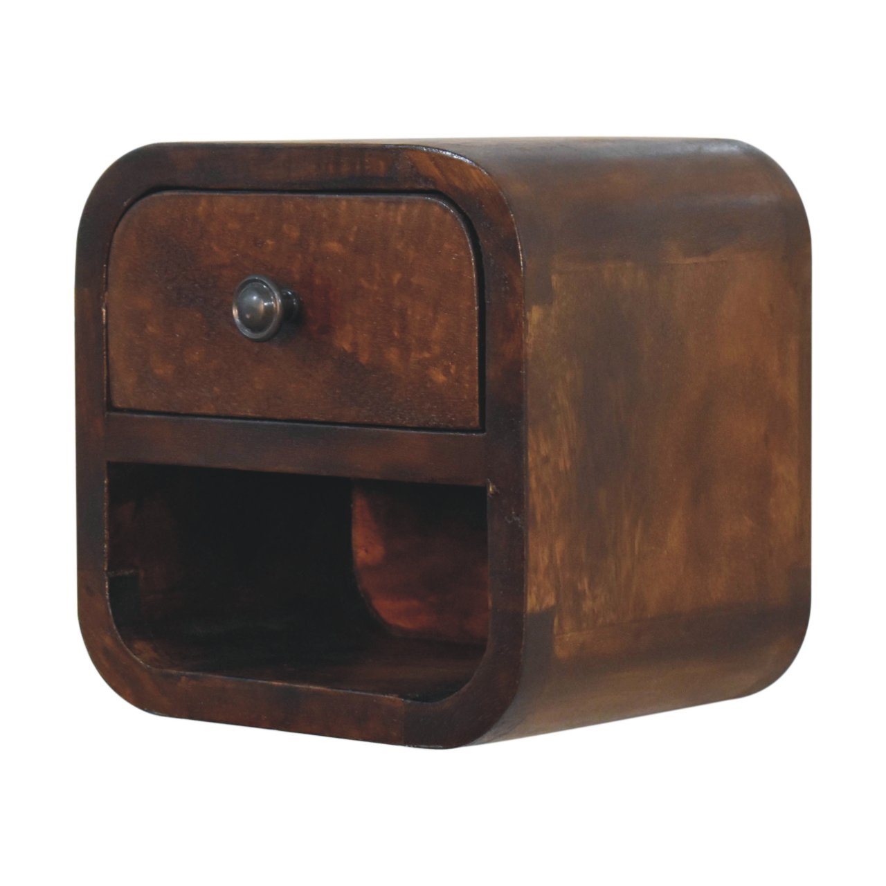 Extra Mini Curved Chestnut Bedside with Open Slot Bedside table / chest CasaFenix