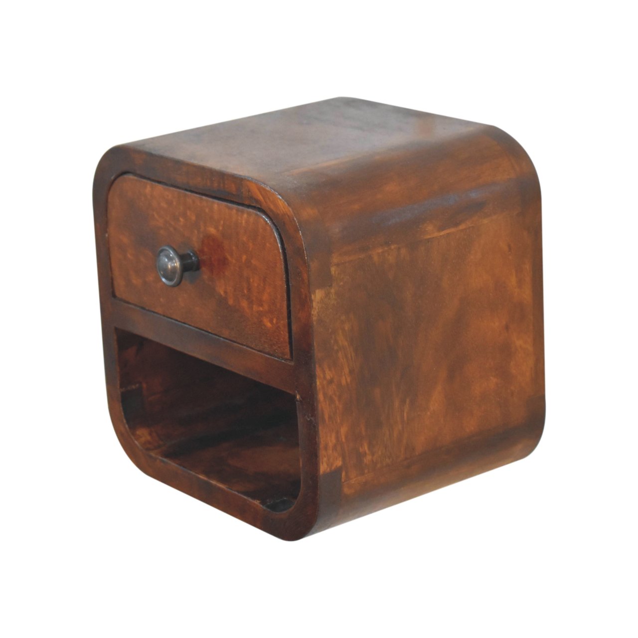 Extra Mini Curved Chestnut Bedside with Open Slot Bedside table / chest CasaFenix