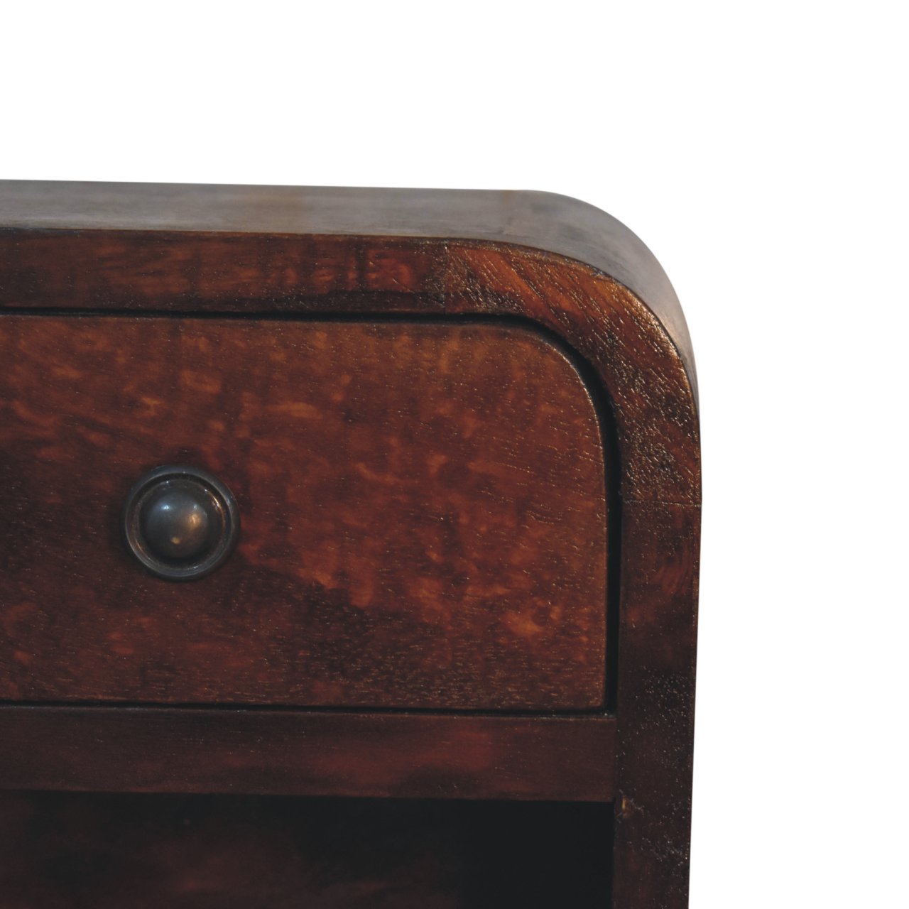 Extra Mini Curved Chestnut Bedside with Open Slot Bedside table / chest CasaFenix