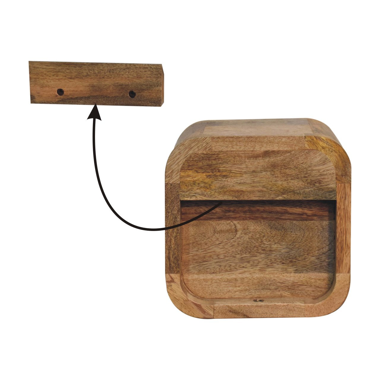 Extra Mini Curved Oak-ish Bedside with Open Slot Bedside table / chest CasaFenix