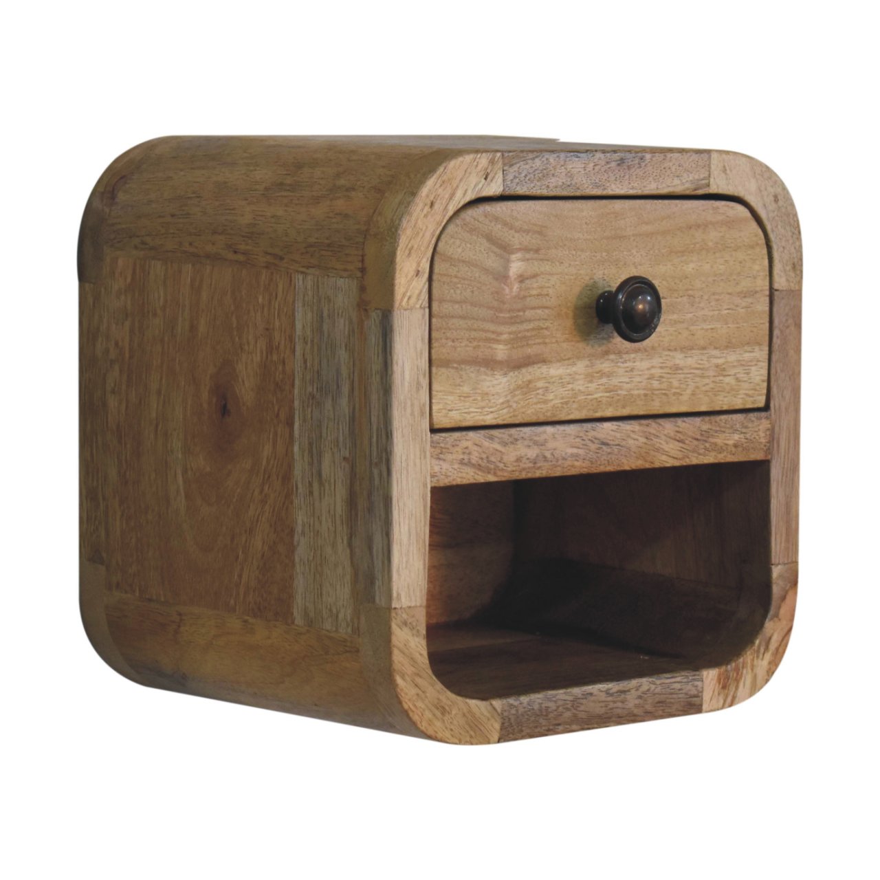 Extra Mini Curved Oak-ish Bedside with Open Slot Bedside table / chest CasaFenix