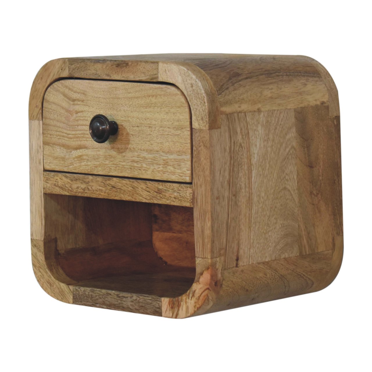 Extra Mini Curved Oak-ish Bedside with Open Slot Bedside table / chest CasaFenix