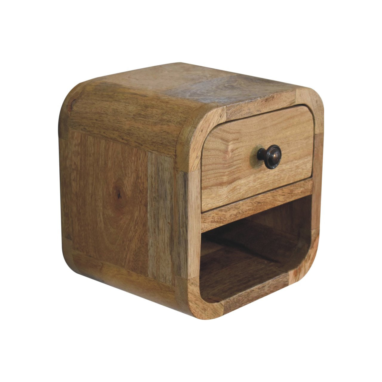 Extra Mini Curved Oak-ish Bedside with Open Slot Bedside table / chest CasaFenix