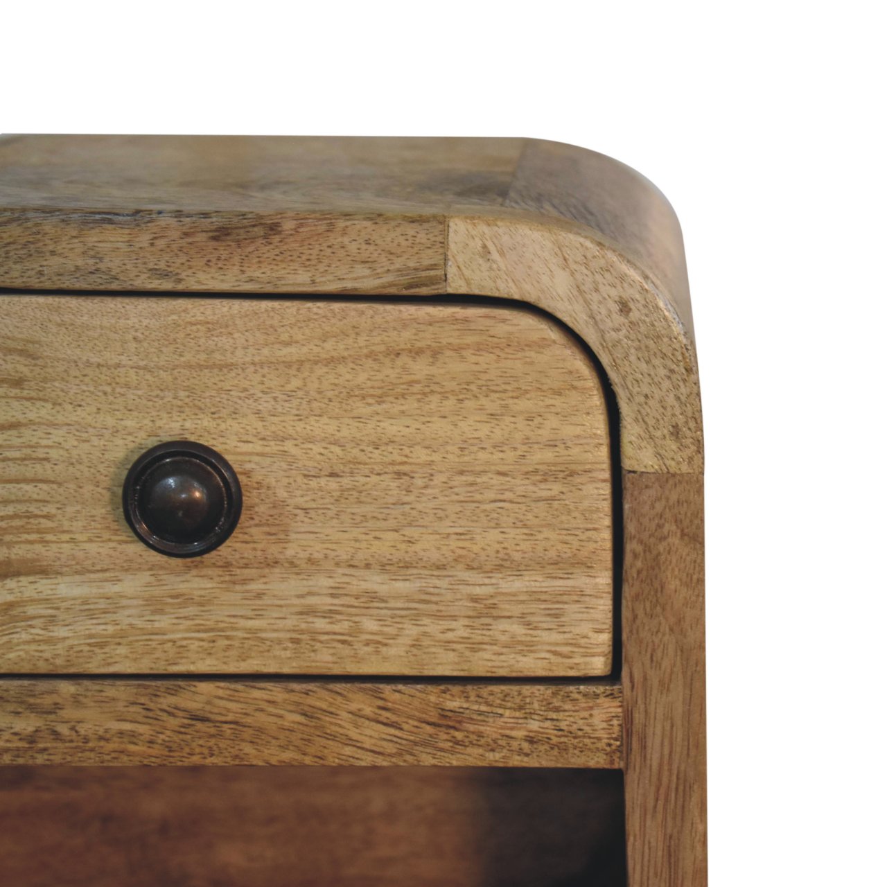 Extra Mini Curved Oak-ish Bedside with Open Slot Bedside table / chest CasaFenix