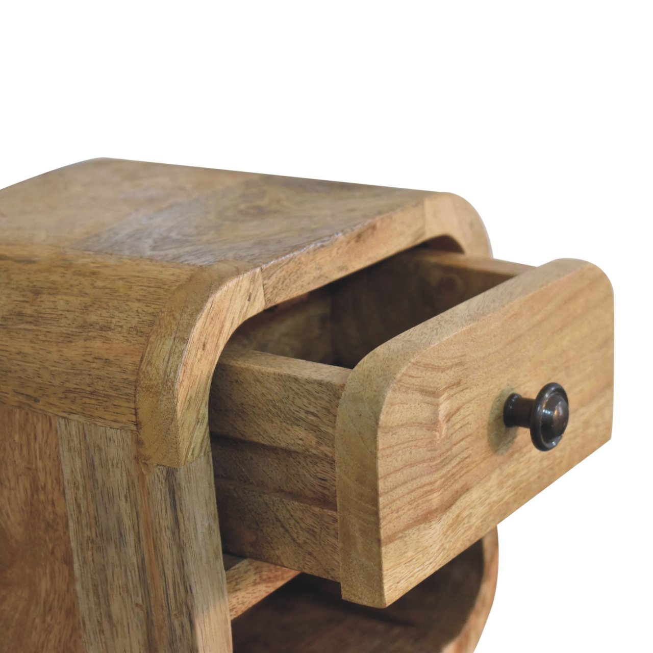 Extra Mini Curved Oak-ish Bedside with Open Slot Bedside table / chest CasaFenix