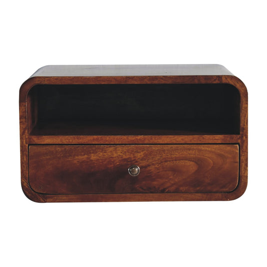 Large Chestnut Curve Upper Slot Floating Bedside Bedside table / chest CasaFenix