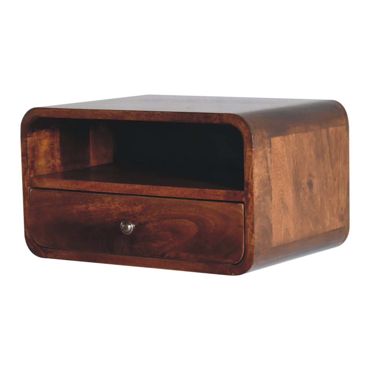 Large Chestnut Curve Upper Slot Floating Bedside Bedside table / chest CasaFenix