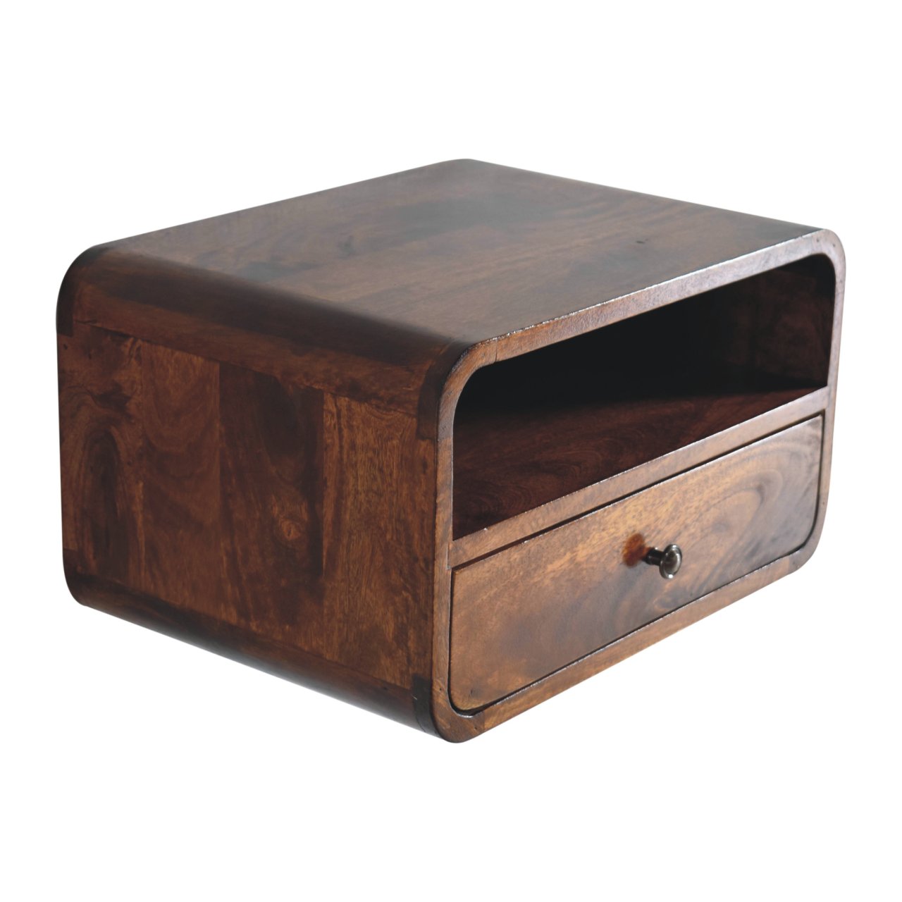 Large Chestnut Curve Upper Slot Floating Bedside Bedside table / chest CasaFenix
