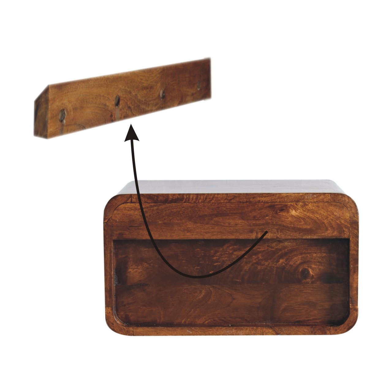 Large Chestnut Curve Upper Slot Floating Bedside Bedside table / chest CasaFenix