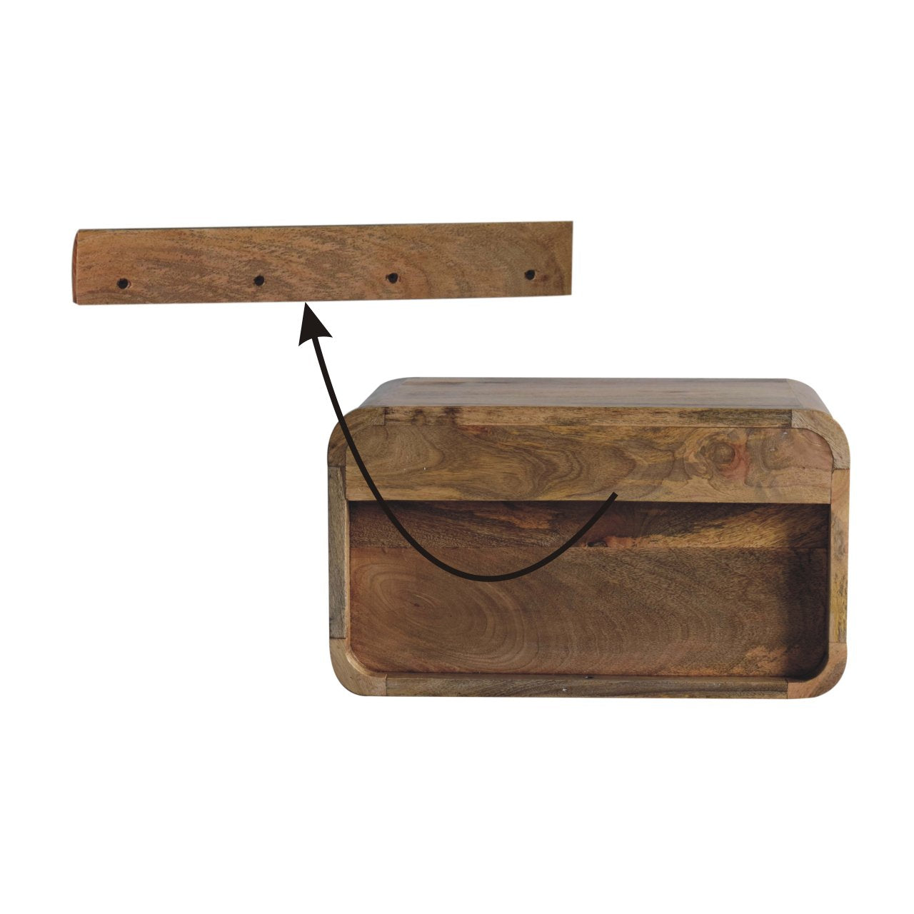Large Oak-ish Curve Upper Slot Floating Bedside Bedside table / chest CasaFenix