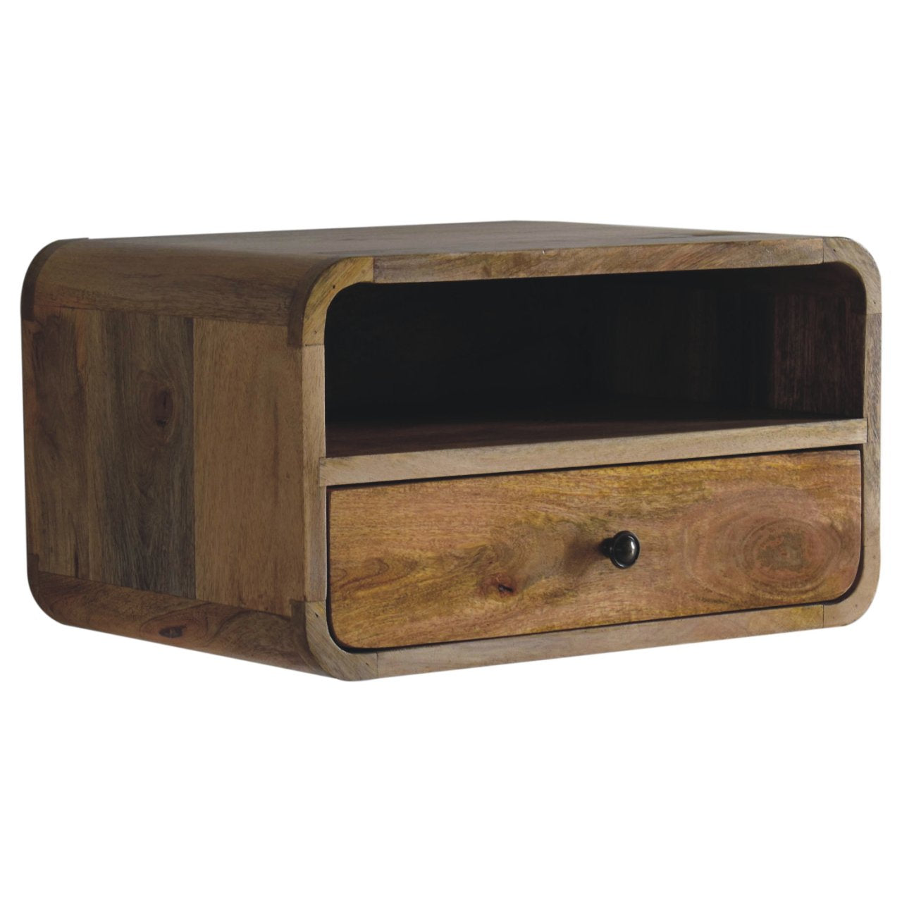 Large Oak-ish Curve Upper Slot Floating Bedside Bedside table / chest CasaFenix