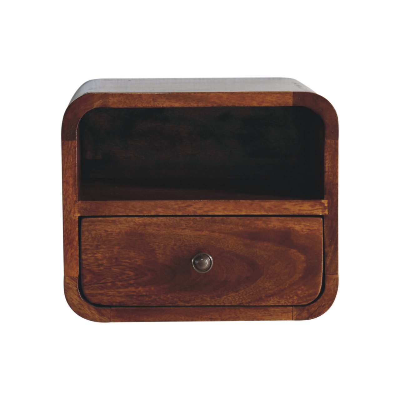 Extra Mini Wall Mounted Curved Chestnut Bedside with Open Slot Bedside table / chest CasaFenix
