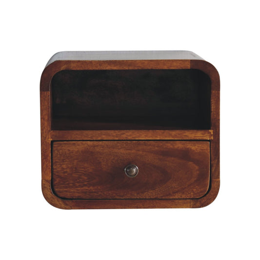 Extra Mini Wall Mounted Curved Chestnut Bedside with Open Slot Bedside table / chest CasaFenix