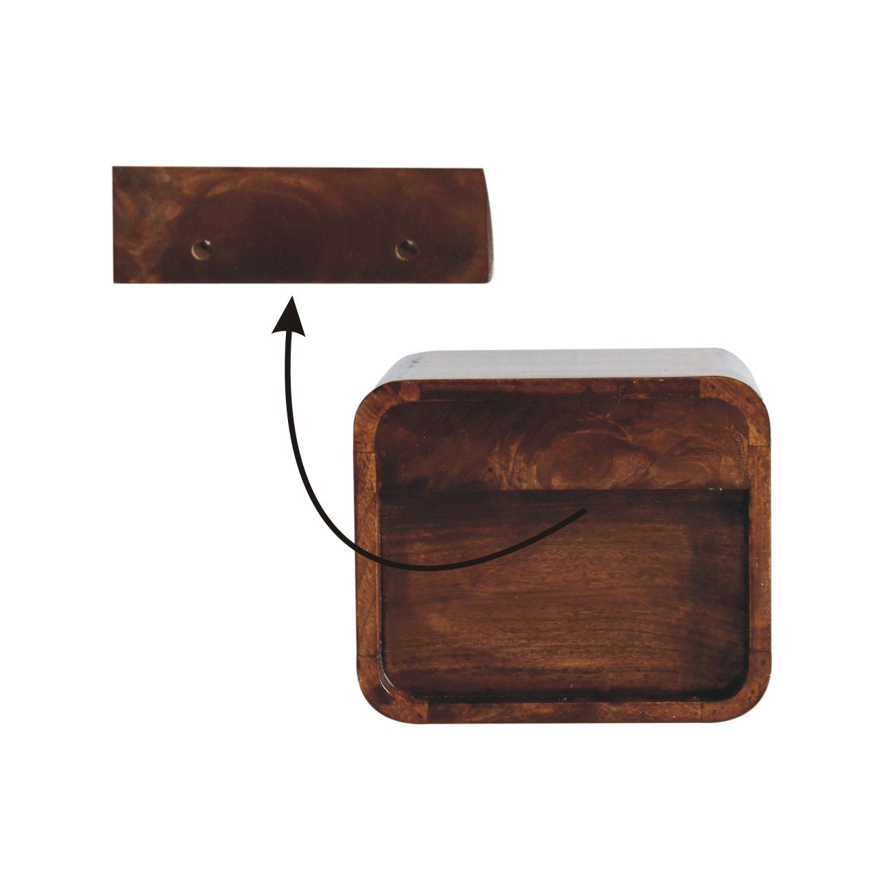 Extra Mini Wall Mounted Curved Chestnut Bedside with Open Slot Bedside table / chest CasaFenix