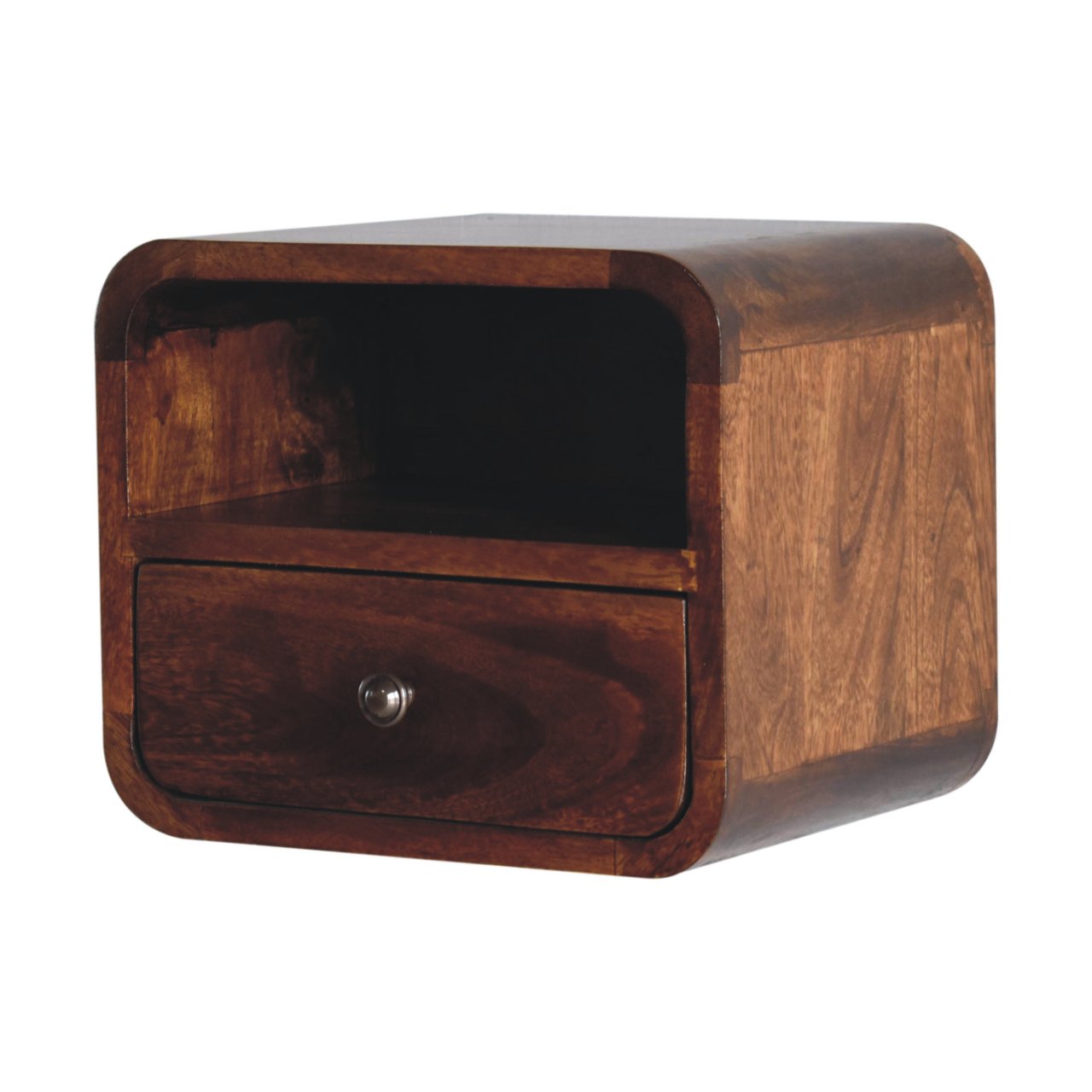 Extra Mini Wall Mounted Curved Chestnut Bedside with Open Slot Bedside table / chest CasaFenix