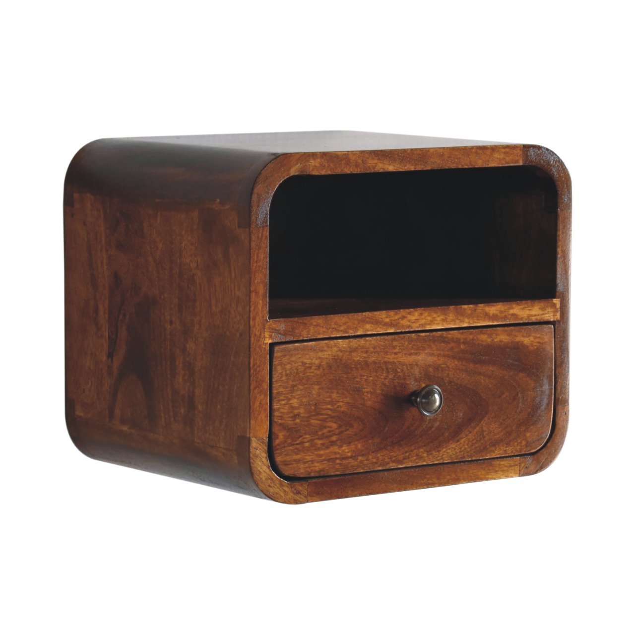 Extra Mini Wall Mounted Curved Chestnut Bedside with Open Slot Bedside table / chest CasaFenix
