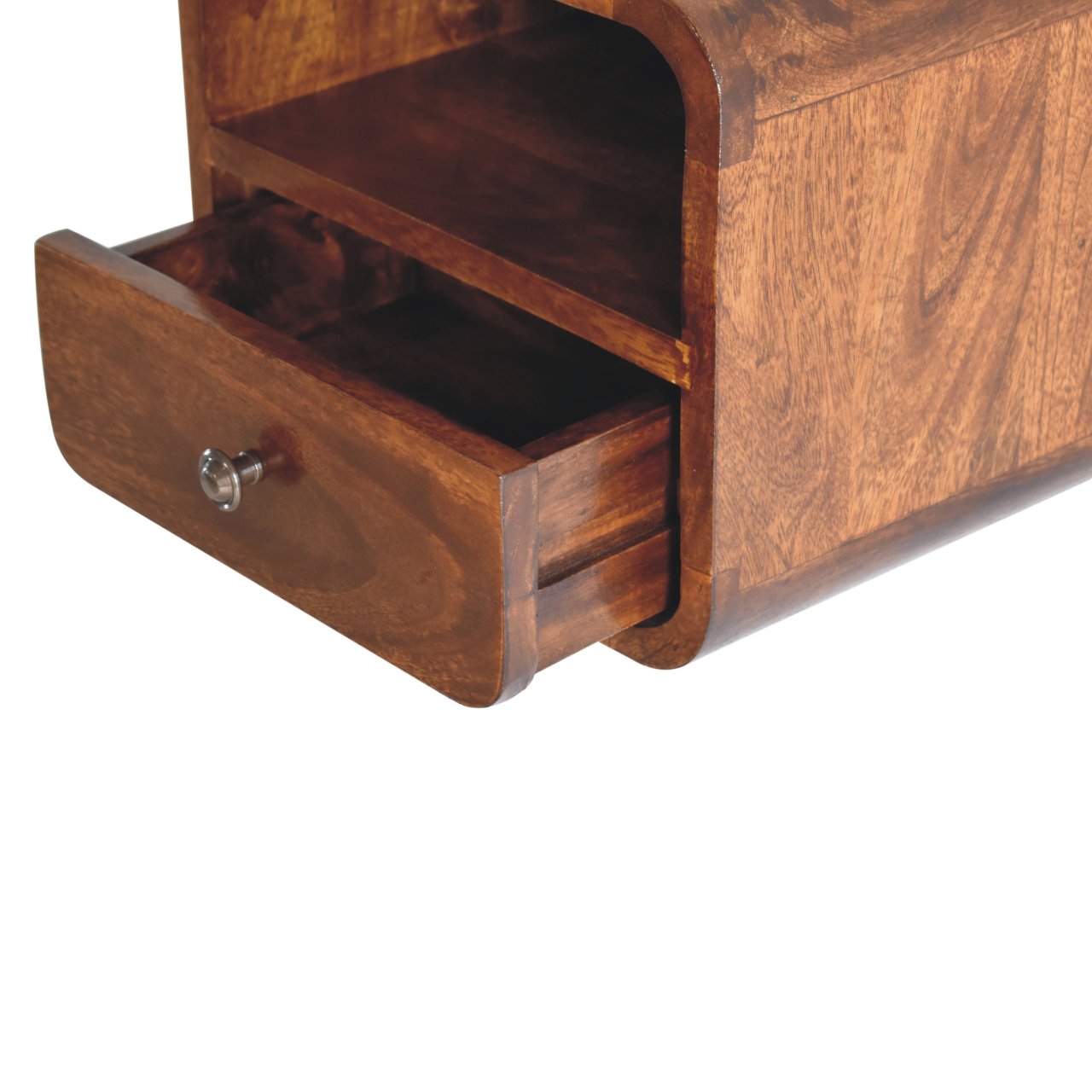 Extra Mini Wall Mounted Curved Chestnut Bedside with Open Slot Bedside table / chest CasaFenix