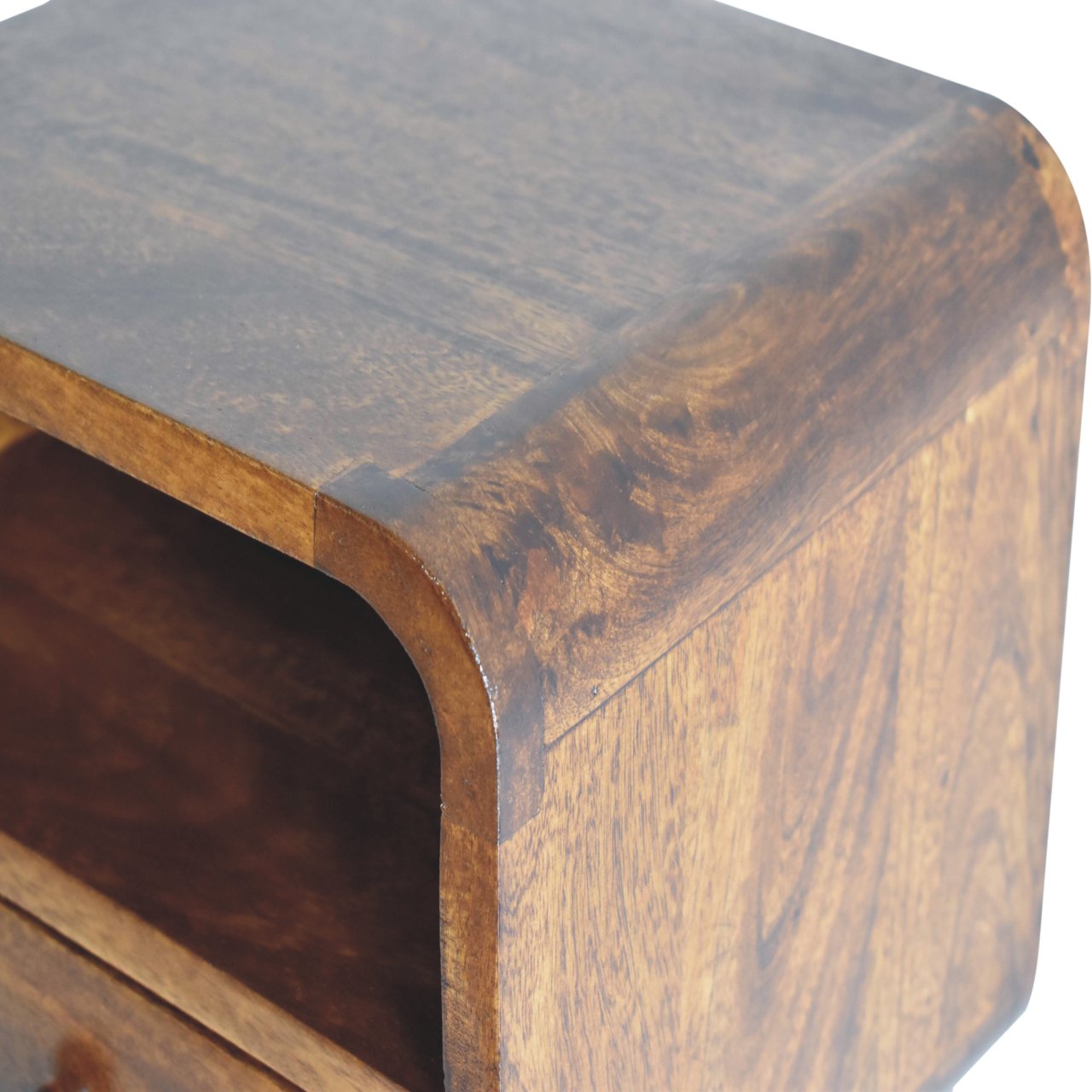 Extra Mini Wall Mounted Curved Chestnut Bedside with Open Slot Bedside table / chest CasaFenix