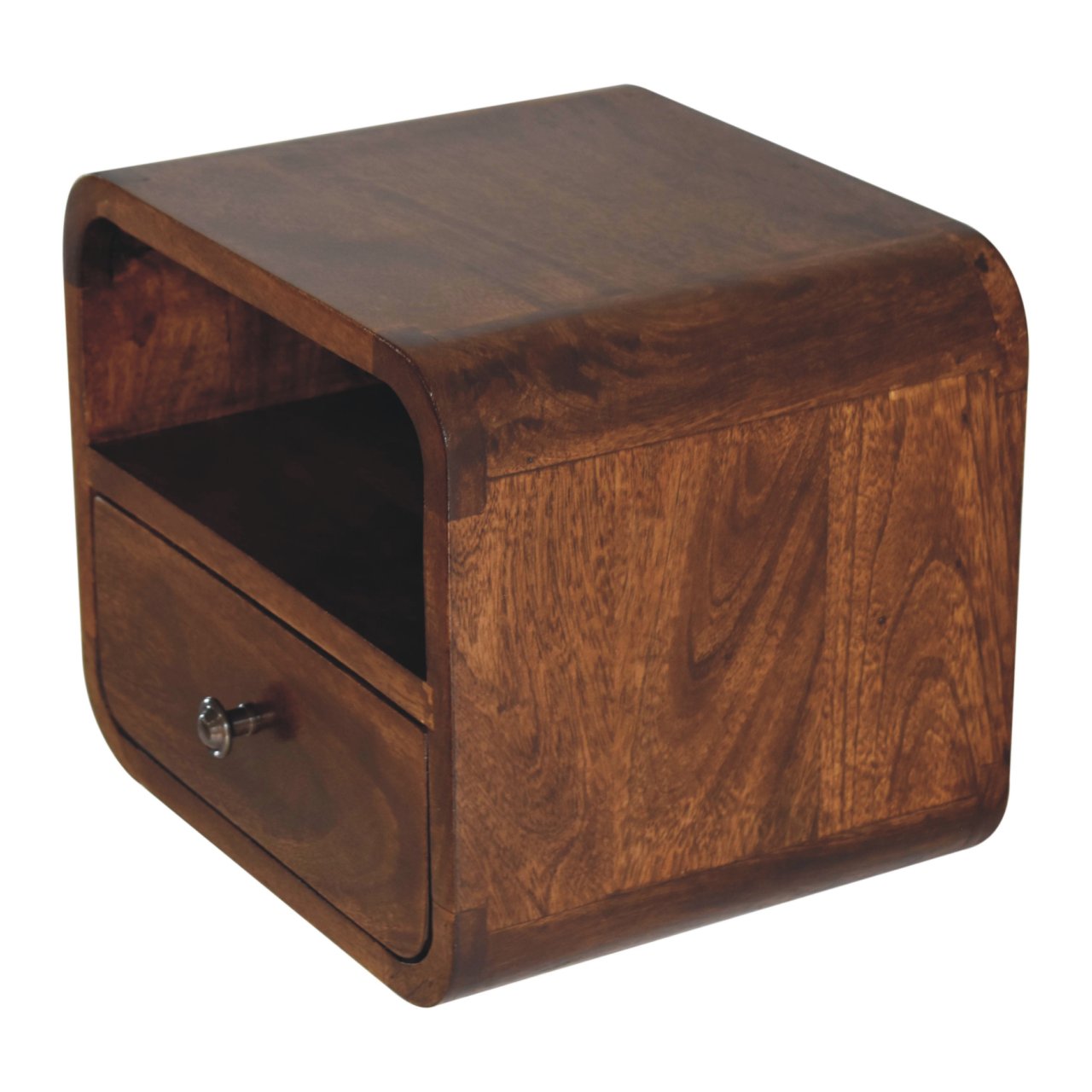 Extra Mini Wall Mounted Curved Chestnut Bedside with Open Slot Bedside table / chest CasaFenix