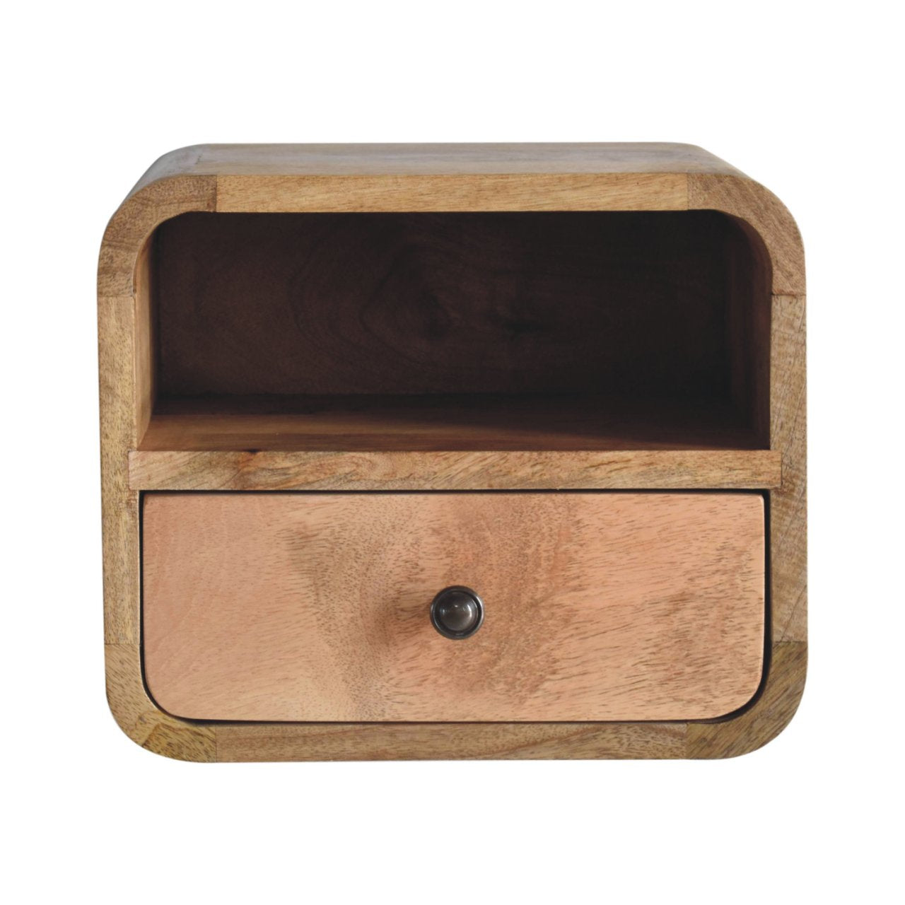Extra Mini Wall Mounted Curved Oak-ish Bedside with Open Slot Bedside table / chest CasaFenix