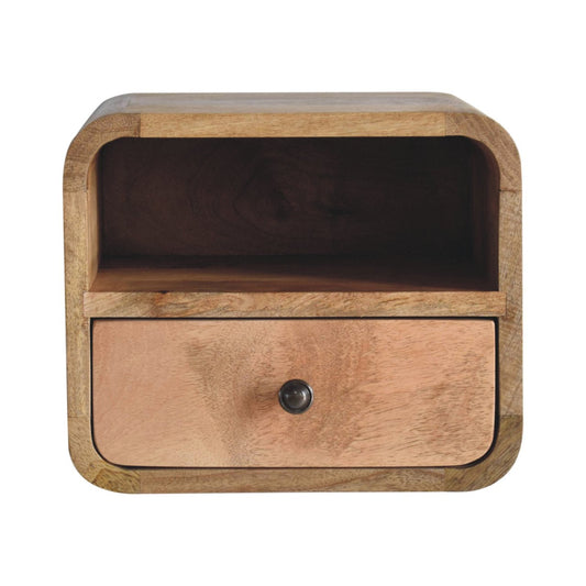 Extra Mini Wall Mounted Curved Oak-ish Bedside with Open Slot Bedside table / chest CasaFenix