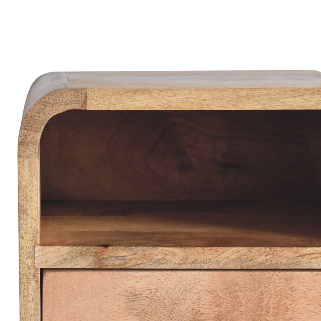 Extra Mini Wall Mounted Curved Oak-ish Bedside with Open Slot Bedside table / chest CasaFenix