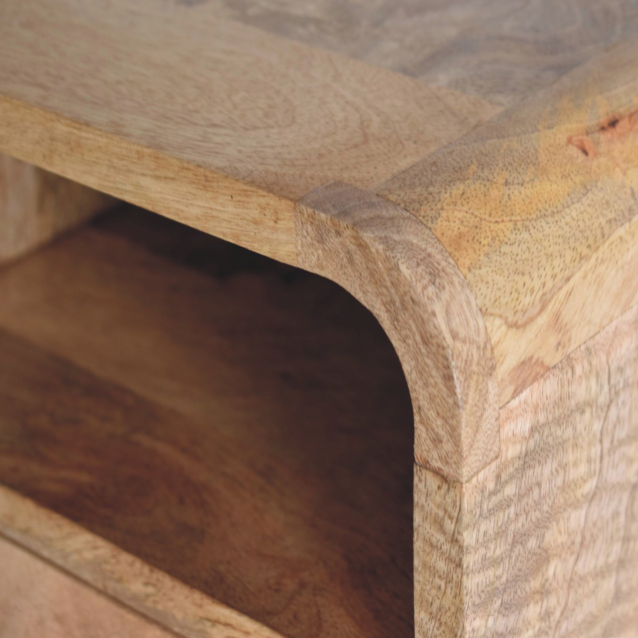 Extra Mini Wall Mounted Curved Oak-ish Bedside with Open Slot Bedside table / chest CasaFenix
