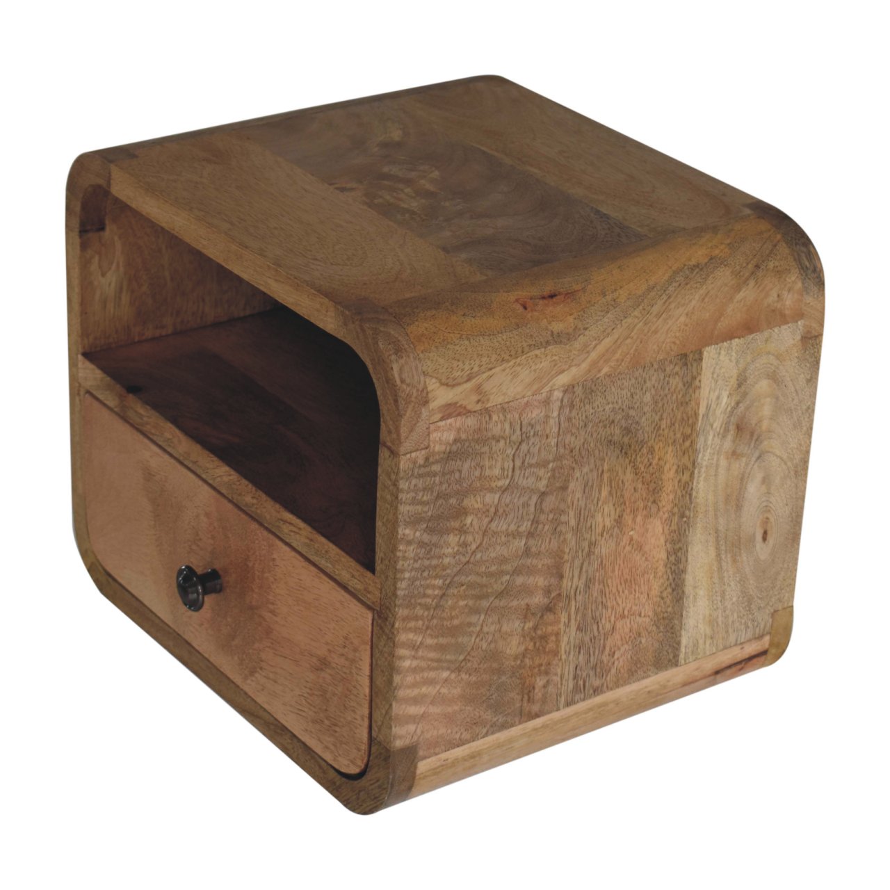 Extra Mini Wall Mounted Curved Oak-ish Bedside with Open Slot Bedside table / chest CasaFenix