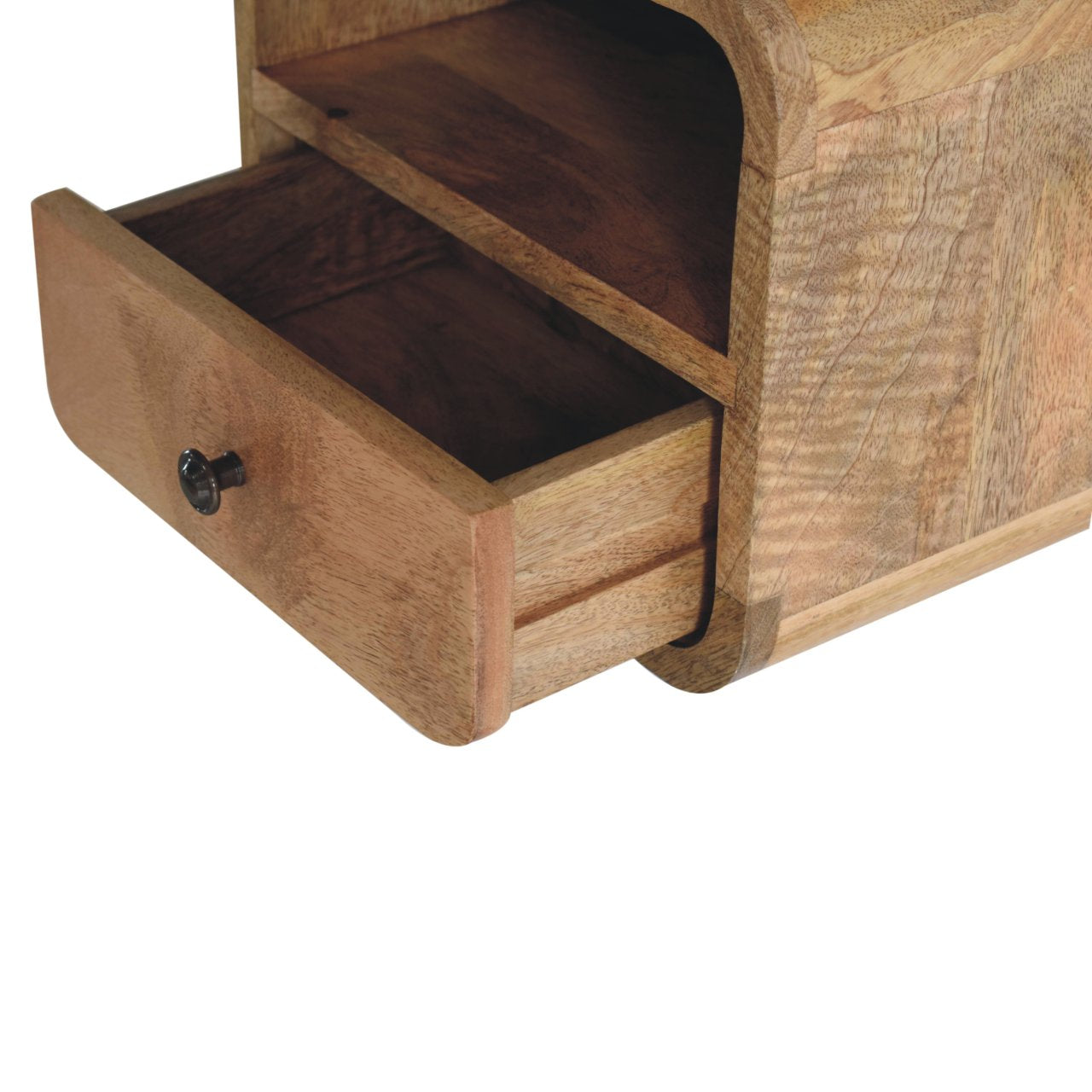 Extra Mini Wall Mounted Curved Oak-ish Bedside with Open Slot Bedside table / chest CasaFenix